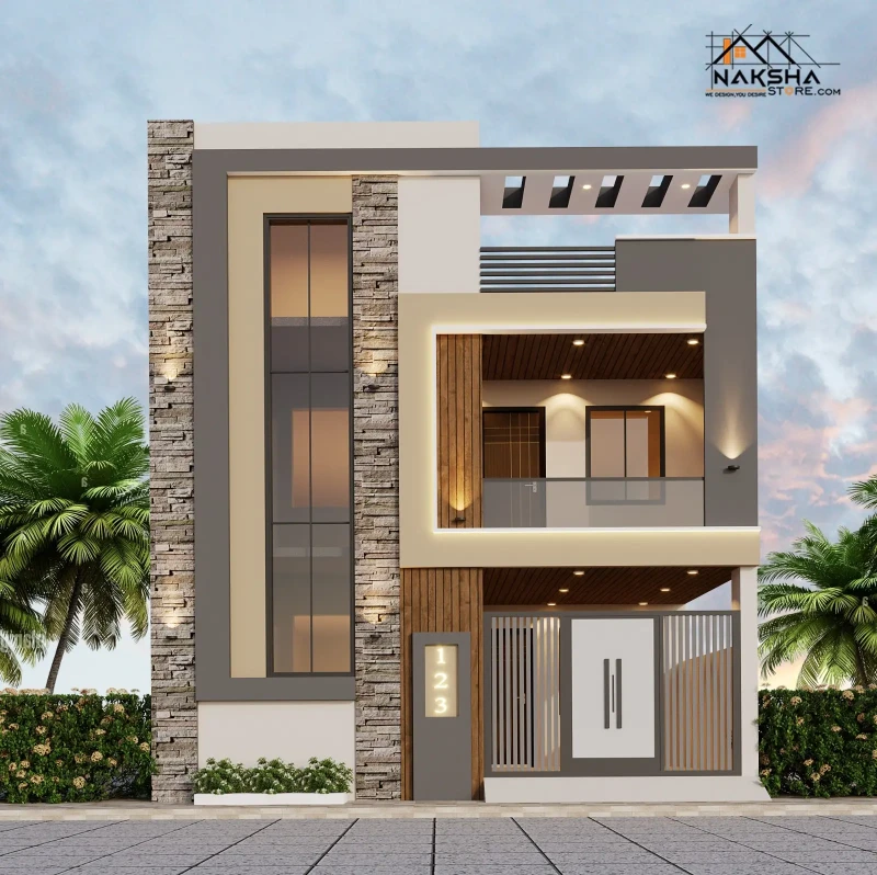 Modern House Front Elevation Design | Stylish 2 Floor Home Exterior